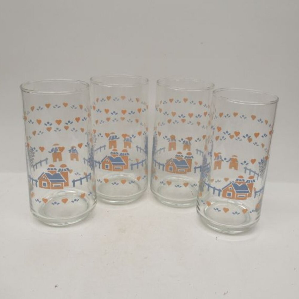 4 - Corelle by Libbey FARM SCENE SILO 6 Inch High Water Tumblers - Hard To Find